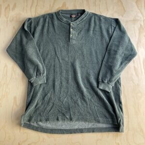 American Outpost Shirt Mens XL Green Long Sleeve Henley Terry Cloth Pullover